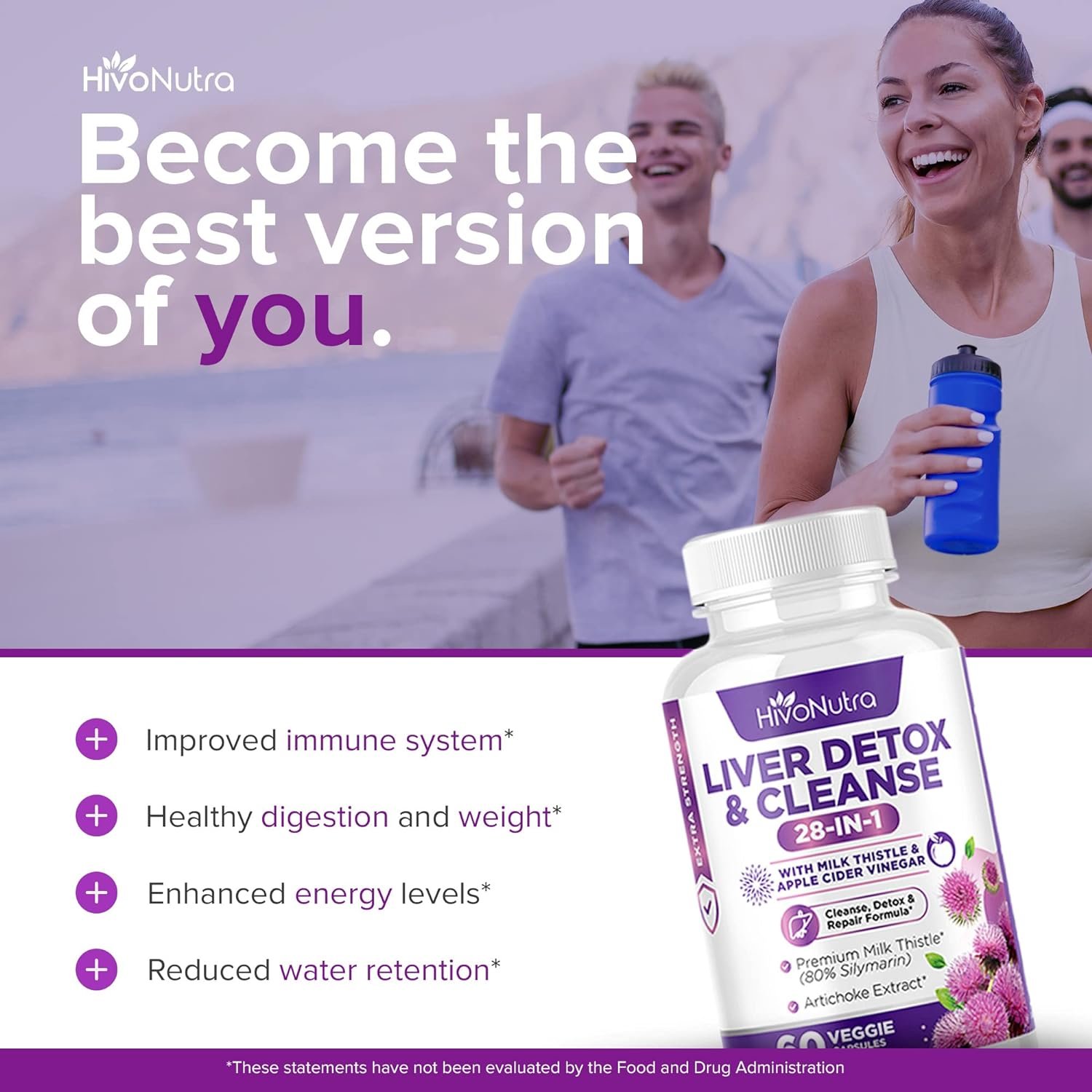 28-in-1 Liver Cleanse Detox Repair Fatty Liver Formula - Milk Thistle Silymarin, Artichoke Extract, Dandelion Apple Cider Vinegar - Liver Health Supplement Support Pills - Vegan Capsules