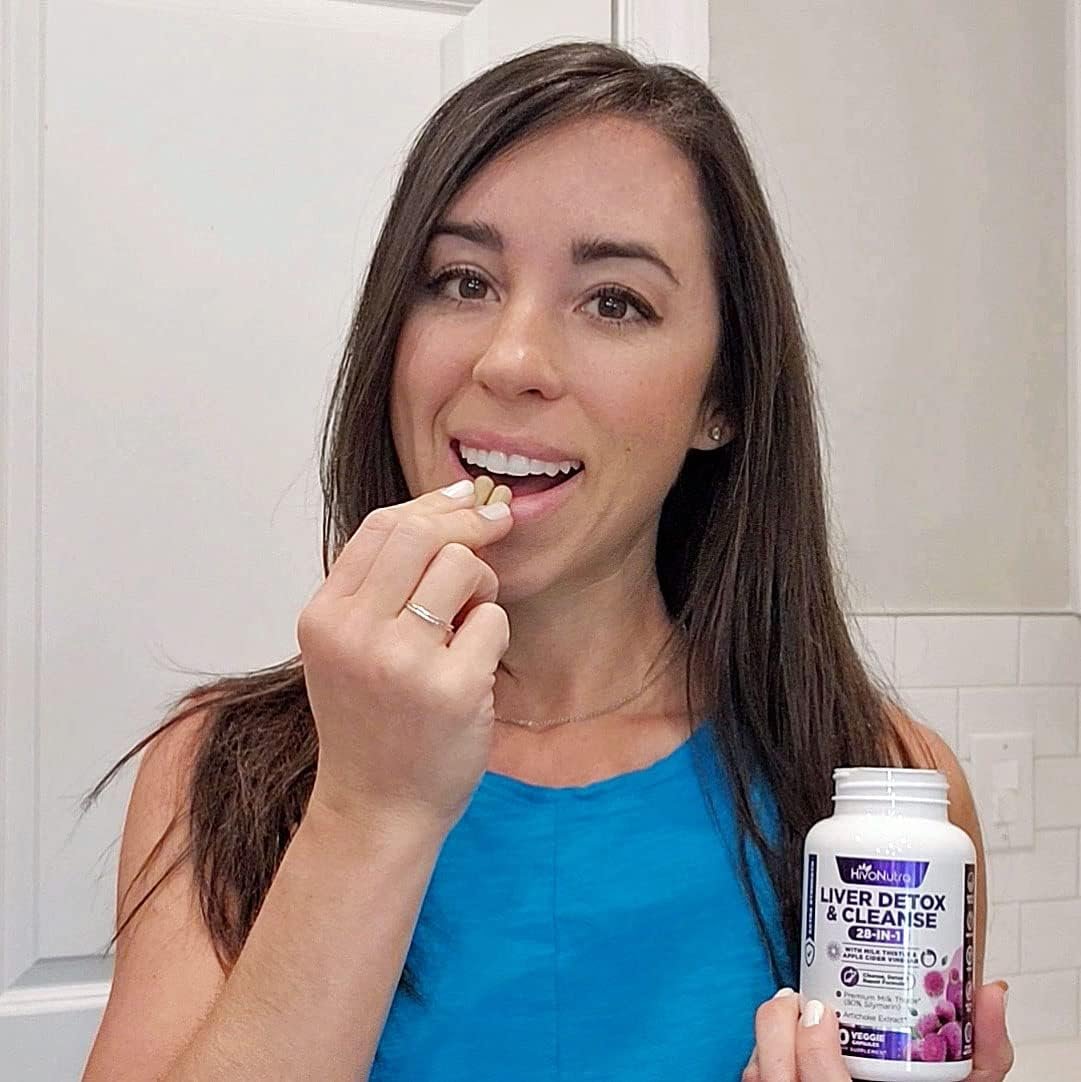 28-in-1 Liver Cleanse Detox Repair Fatty Liver Formula - Milk Thistle Silymarin, Artichoke Extract, Dandelion Apple Cider Vinegar - Liver Health Supplement Support Pills - Vegan Capsules