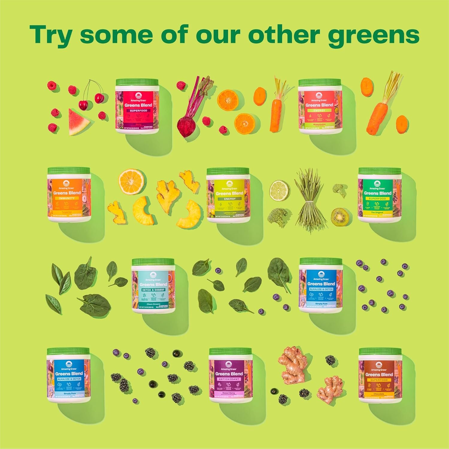 Amazing Grass Greens Superfood Antioxidant: Greens Powder with Organic Spirulina, Beet Root Powder, Elderberry Probiotics, Sweet Berry, 60 Servings (Packaging May Vary)