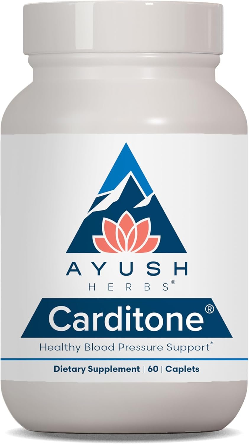 Ayush Herbs Carditone - Natural Heart Health Supplement for Women Men, BP Formula, Holistic Heart Support with Rauwolfia, Arjuna, Calcium, and Magnesium - 60 Vegetarian Caplets (1 Count)