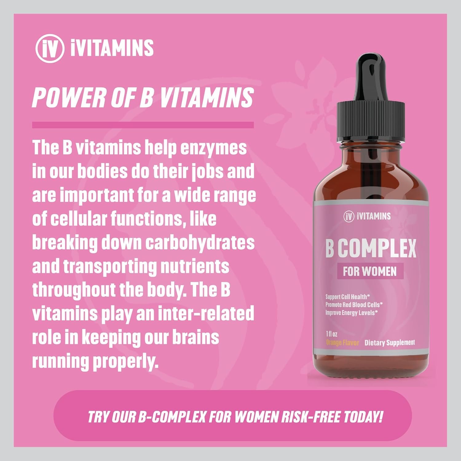 B Complex Vitamins for Women | Helps to Improve Brain Function, Digestion, Energy, More | B Vitamins Complex for Women | Vitamin B Complex | B Complex Vitamins | B12 Complex | 1 fl oz