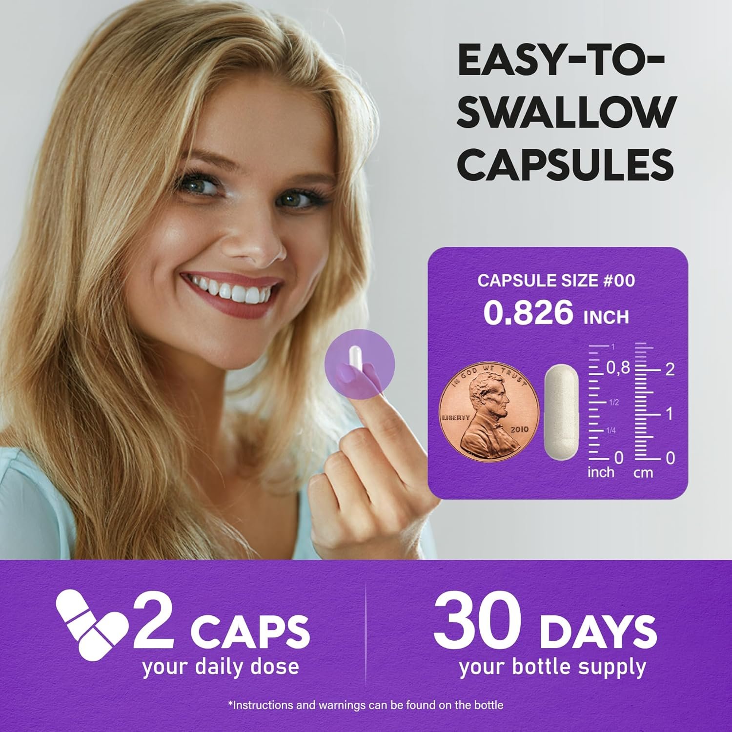 Biotin | Collagen | Keratin - Clinically Tested Supplement - Hair Growth Support, Skin Nails - 25000 mcg Vitamins B2, B3, B6 B7 + B1 Hyaluronic Acid - Made in USA - Women Men | 60 Capsules