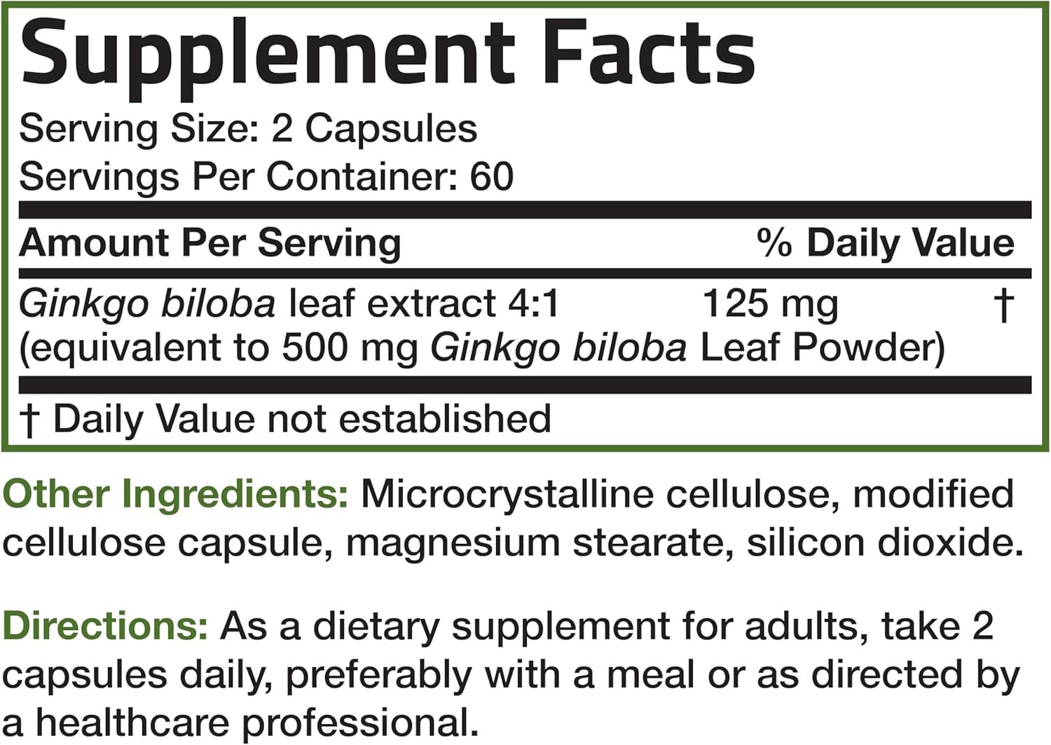 Bronson Ginkgo Biloba Extra Strength Supports Brain Function  Memory Support, 120 Vegetarian Capsules