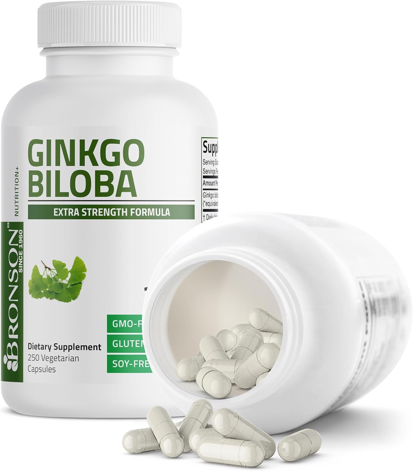 Bronson Ginkgo Biloba Extra Strength Supports Brain Function Memory Support, 360 Vegetarian Capsules