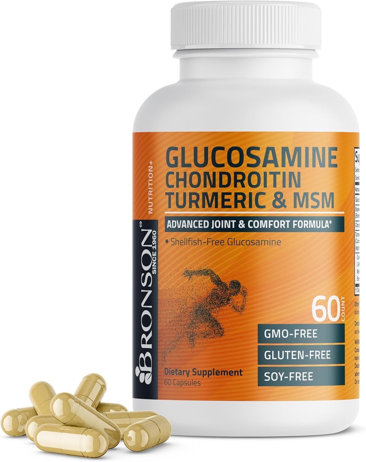 Bronson Glucosamine Chondroitin Turmeric MSM Advanced Joint Cartilage Formula, Supports Healthy Joints, Mobility Cartilage - Non-GMO, 60 Capsules