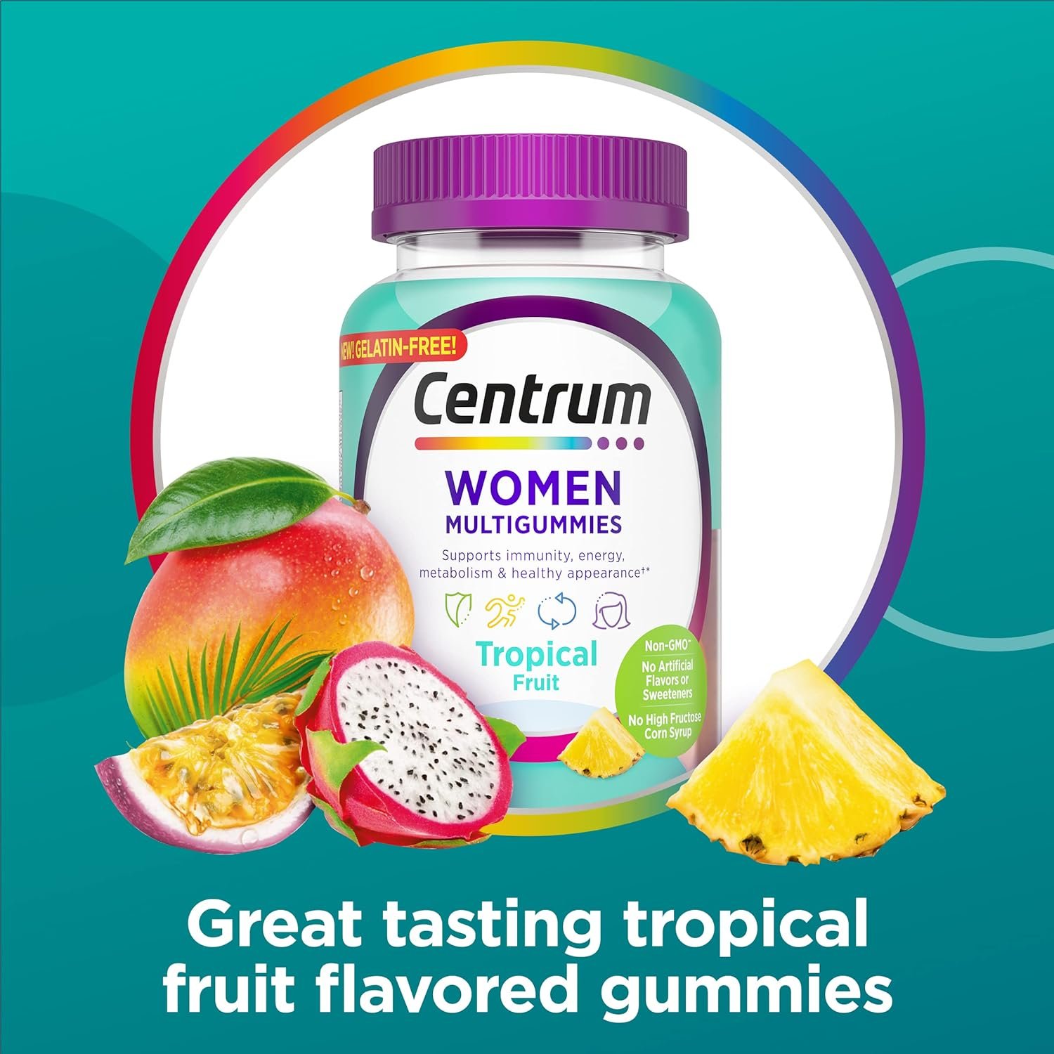 Centrum Womens Multivitamin Gummies, Tropical Fruit Flavors Made from Natural Flavors, 150 Count, 75 Day Supply