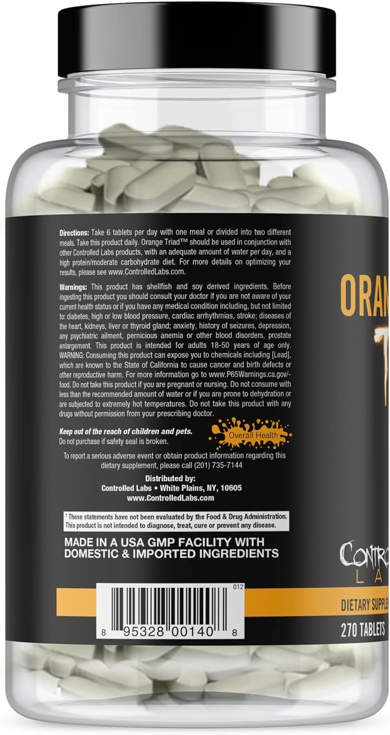 CONTROLLED LABS Orange Triad Daily Multivitamin for Men and Women, 45 Servings, Iron Free Supplement for Digestion, Immune System, and Joint Health