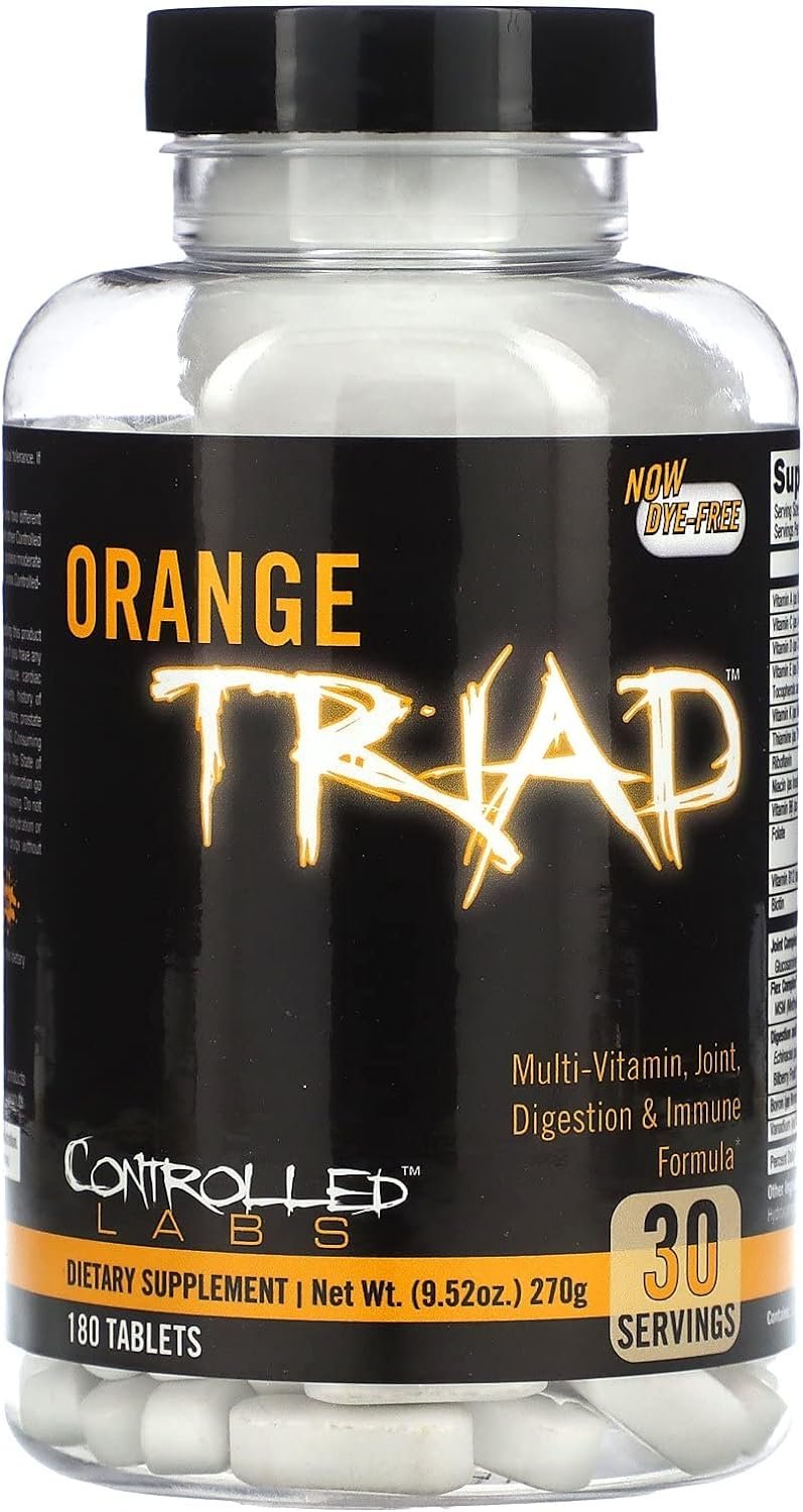 CONTROLLED LABS Orange Triad Daily Multivitamin for Men and Women, 45 Servings, Iron Free Supplement for Digestion, Immune System, and Joint Health