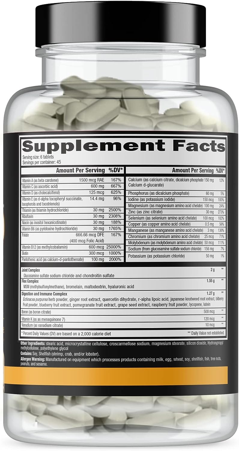 CONTROLLED LABS Orange Triad Daily Multivitamin for Men and Women, 45 Servings, Iron Free Supplement for Digestion, Immune System, and Joint Health