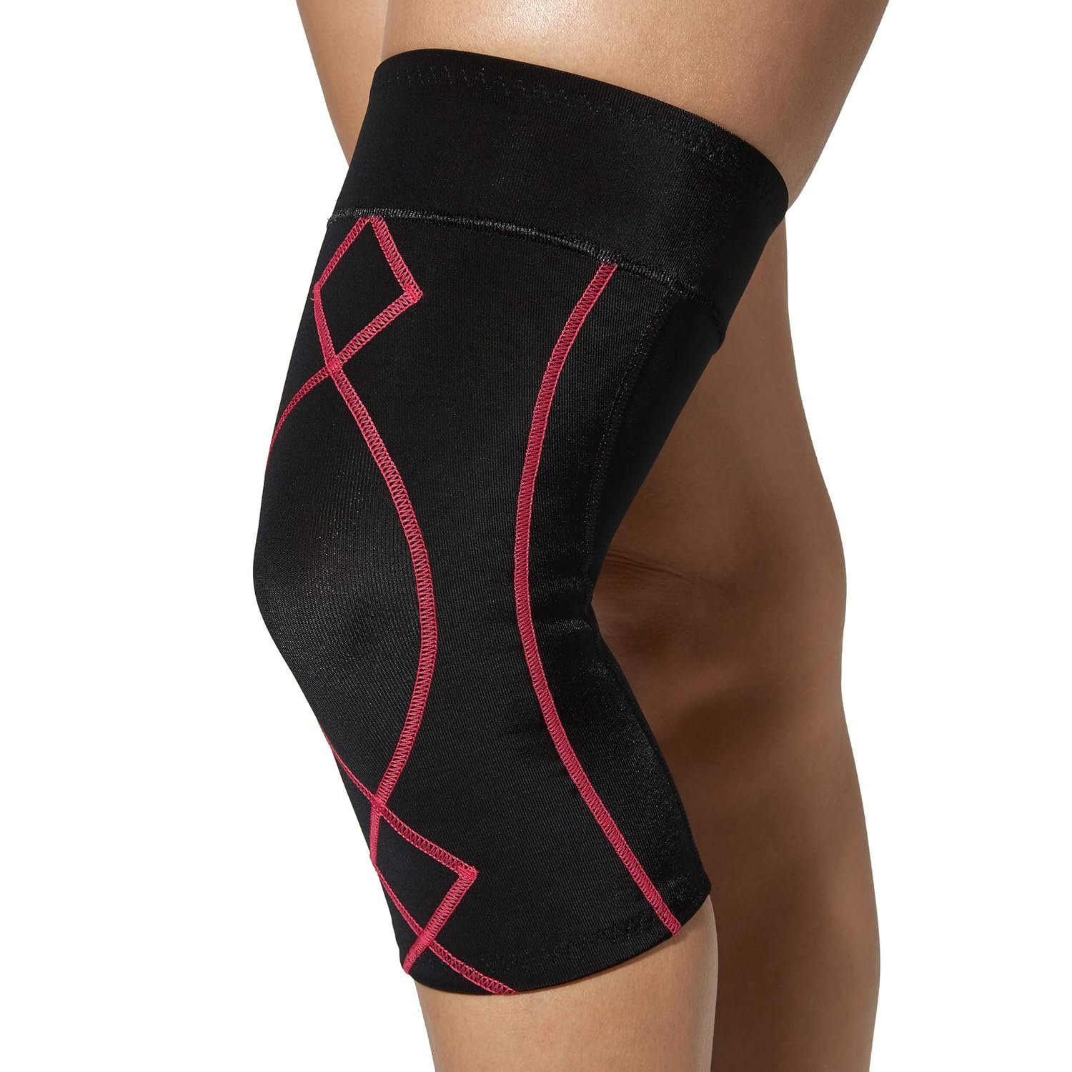 CW-X Womens Stabilyx Joint Support Compression Knee Sleeve Black/Raspberry, Small