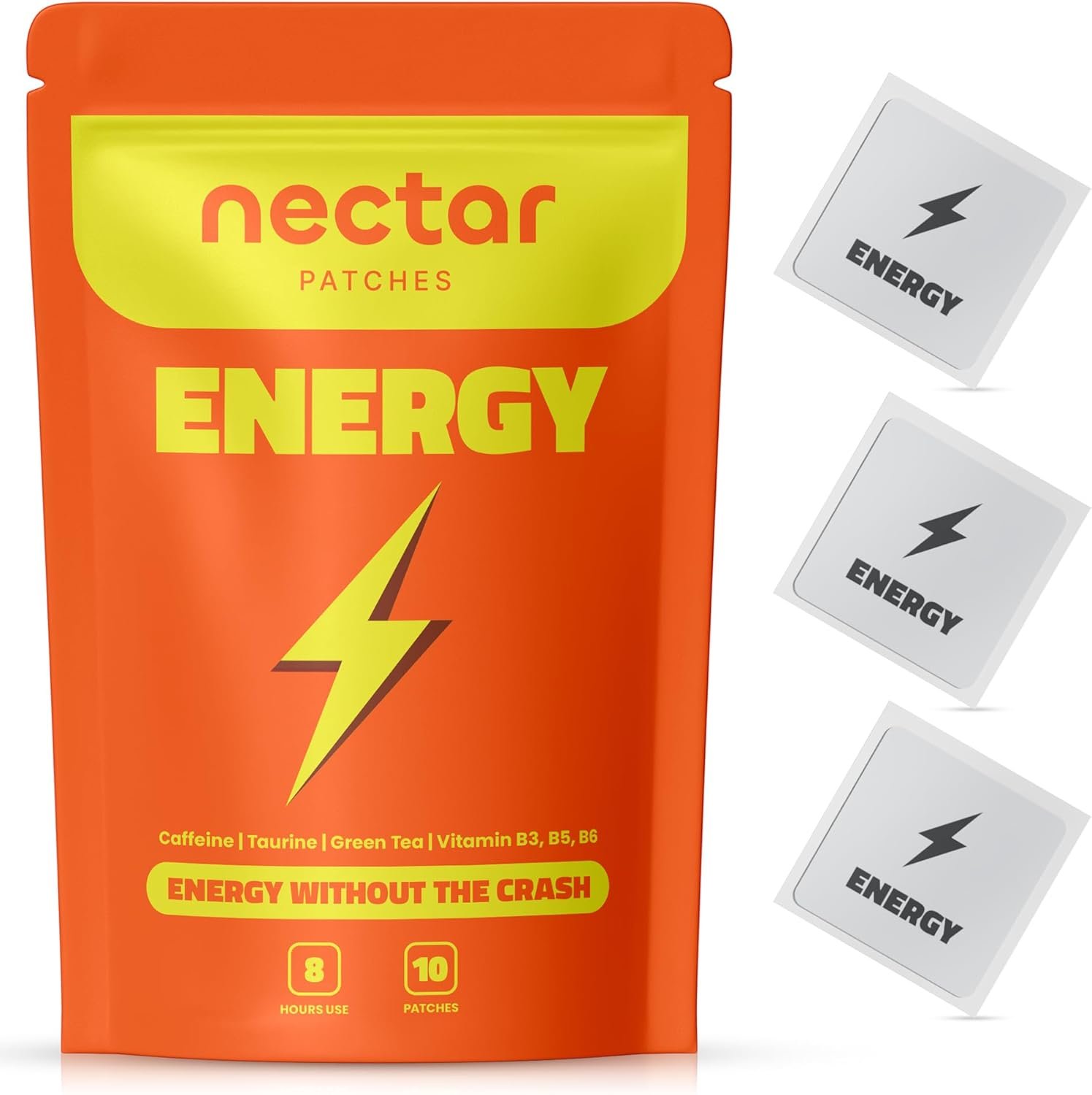 Energy Patch | Caffeine, Green Tea, Taurine, and Vitamin B | Natural Energy Support for Your Day (10 Patches)