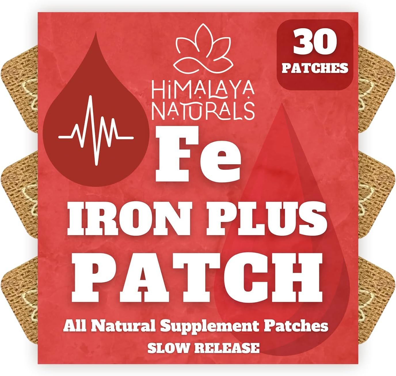 Fe Iron Strength Topical Patch - Transdermal Iron Plus Patch for Deficiency Support, Blood Levels, Energy, and Enhances Vitality - 30 Patches
