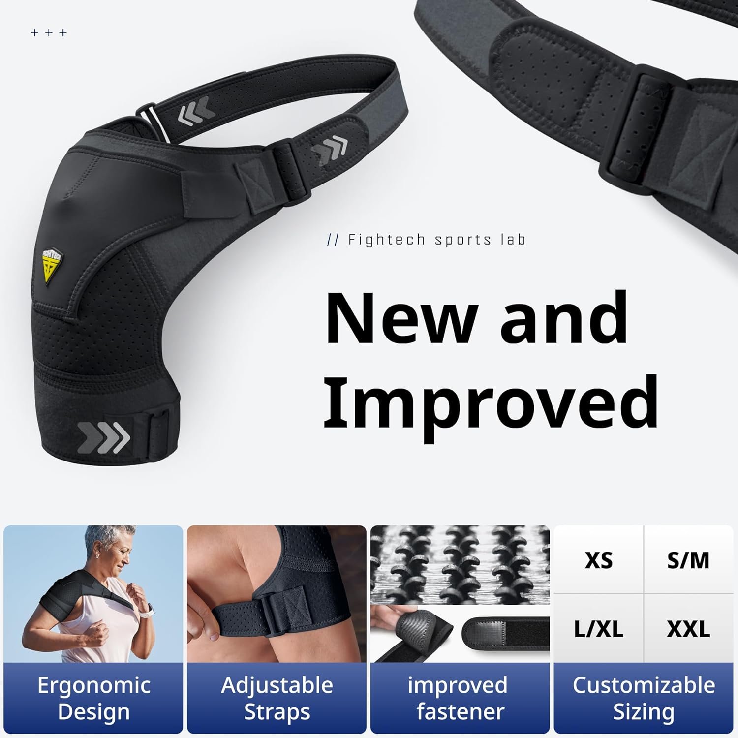 FIGHTECH Shoulder Brace for Torn Rotator Cuff for Men and Women - 4 Sizes - Support Pain Relief (Black, Large/X-Large)