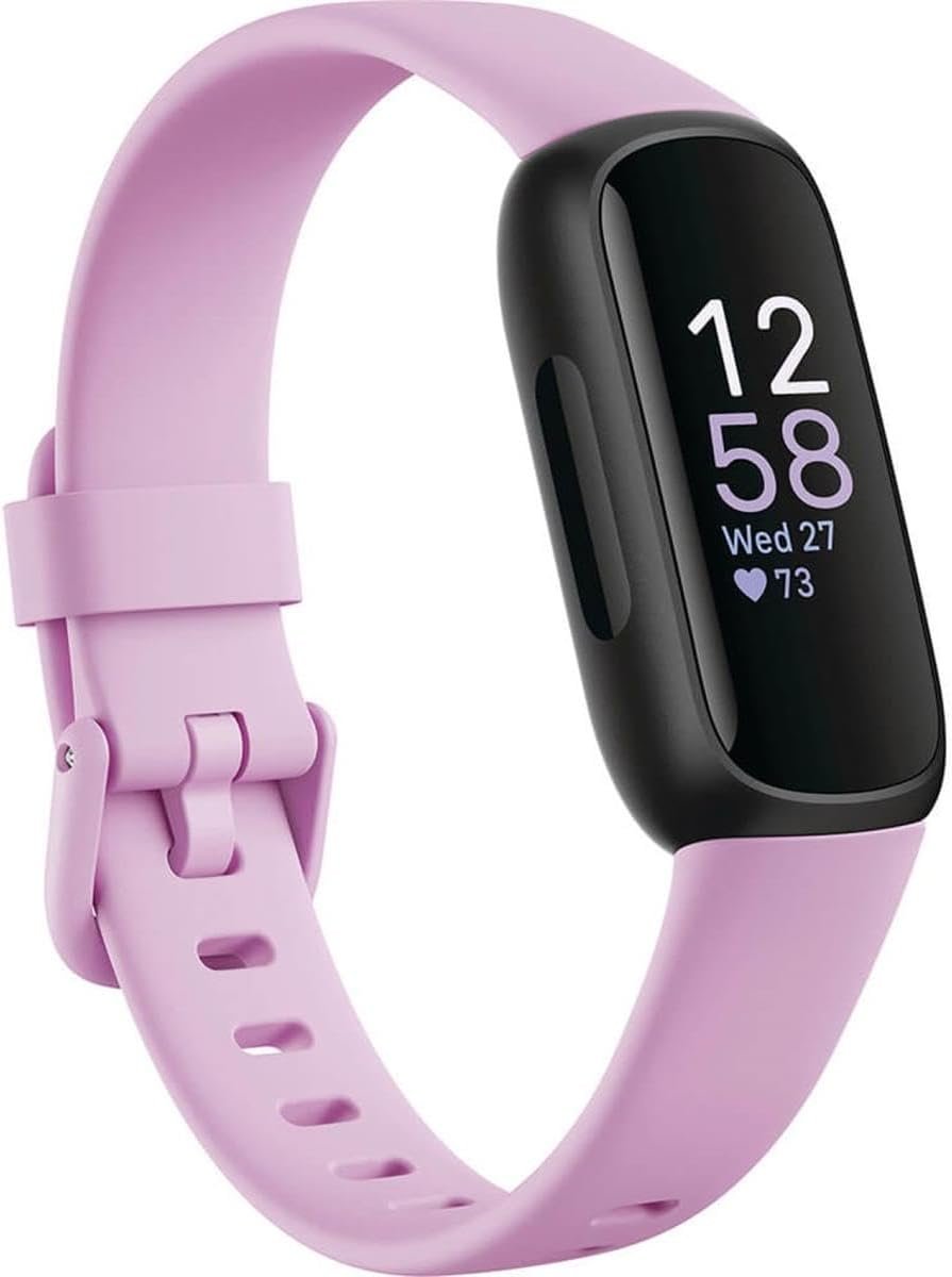 Fitbit Inspire 3 Health -Fitness-Tracker with Stress Management, Workout Intensity, Sleep Tracking, 24/7 Heart Rate and more, Lilac Bliss/Black, One Size (S L Bands Included)