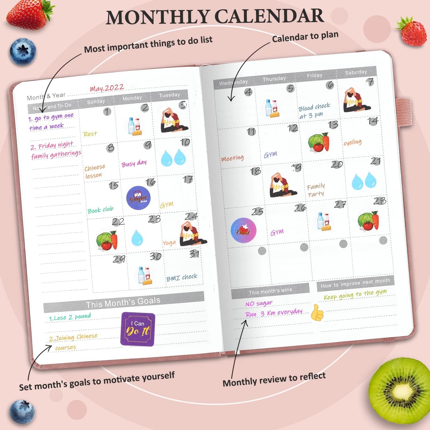 Food Journal for Weight Loss, Meal Planner Daily Food Wellness Diary to Count Calories Nutrient Intake,Weight Loss Journal to Track Health, Achieve Diet Fitness Goals (A5 size)-Purple