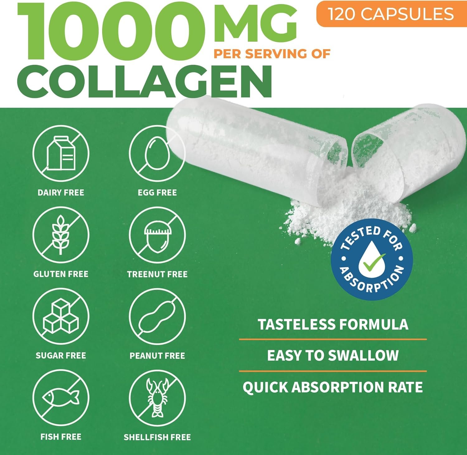 ForestLeaf Multi Collagen Pills with Hyaluronic Acid + Vitamin C | Hydrolyzed Collagen Supplements for Women or Men | Multi Collagen Capsules Peptides for Skin, Wrinkles, 120 Caps