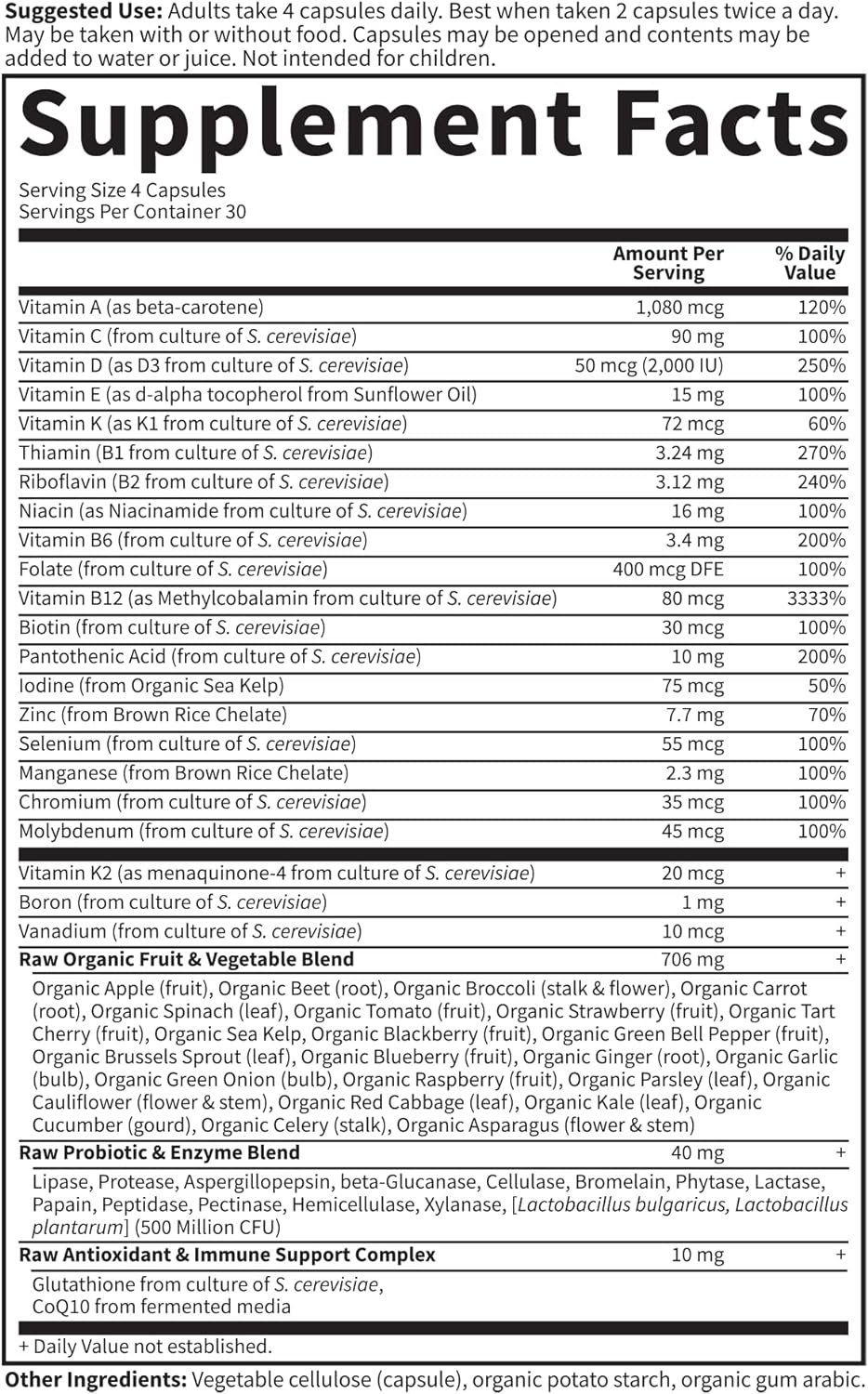 Garden of Life Multivitamin for Women 50 Over, Vitamin Code Women 50 Wiser Multi - 240 Capsules with Vitamins A, B, C, D3, E K, CoQ10, Probiotics Enzymes