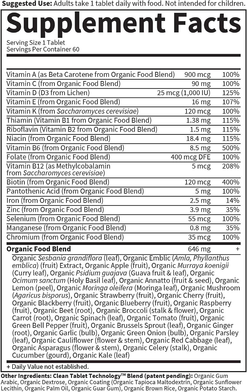 Garden of Life Multivitamin for Women - mykind Organics Womens Once Daily Multi - 60 Tablets, Whole Food Multi with Iron, Biotin, Vegan Organic Vitamin for Womens Health, Energy Hair Skin and Nails