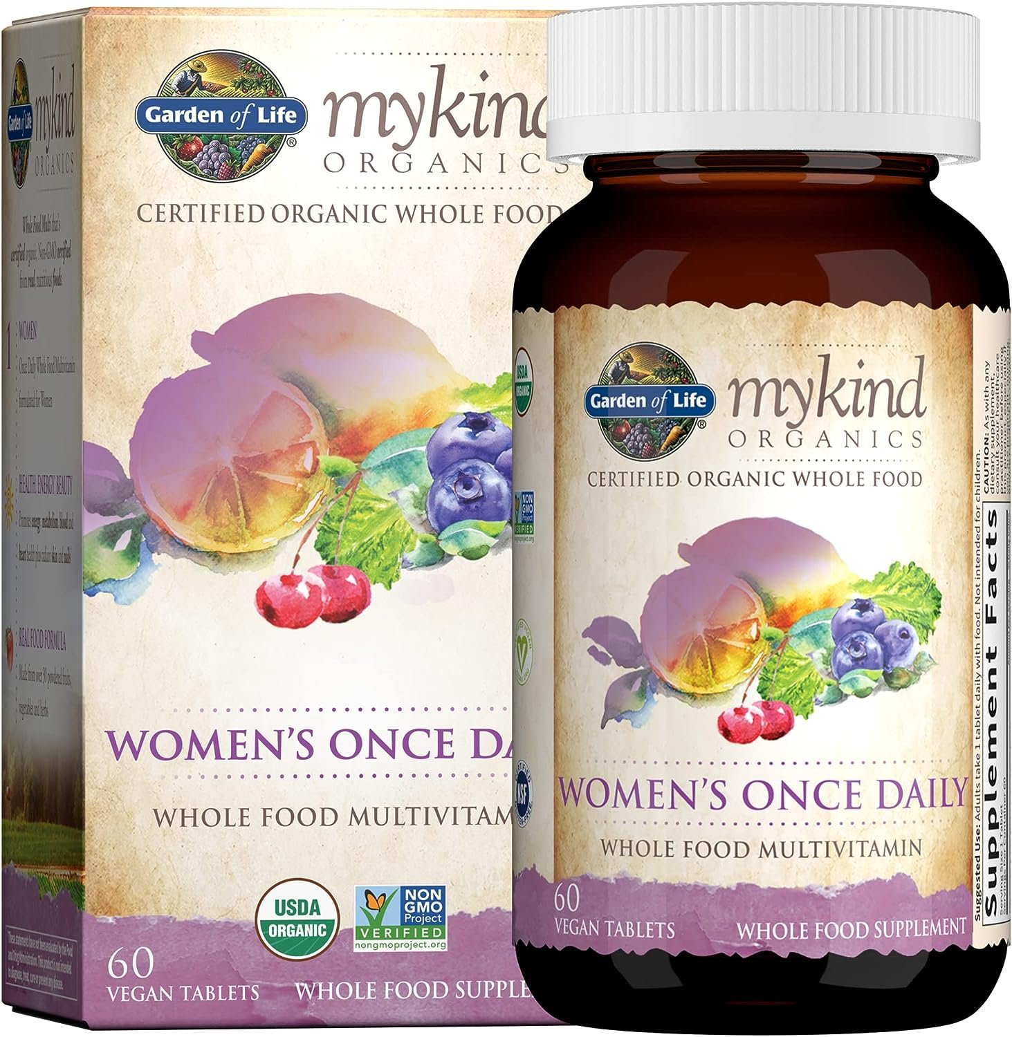 Garden of Life Multivitamin for Women - mykind Organics Womens Once Daily Multi - 60 Tablets, Whole Food Multi with Iron, Biotin, Vegan Organic Vitamin for Womens Health, Energy Hair Skin and Nails