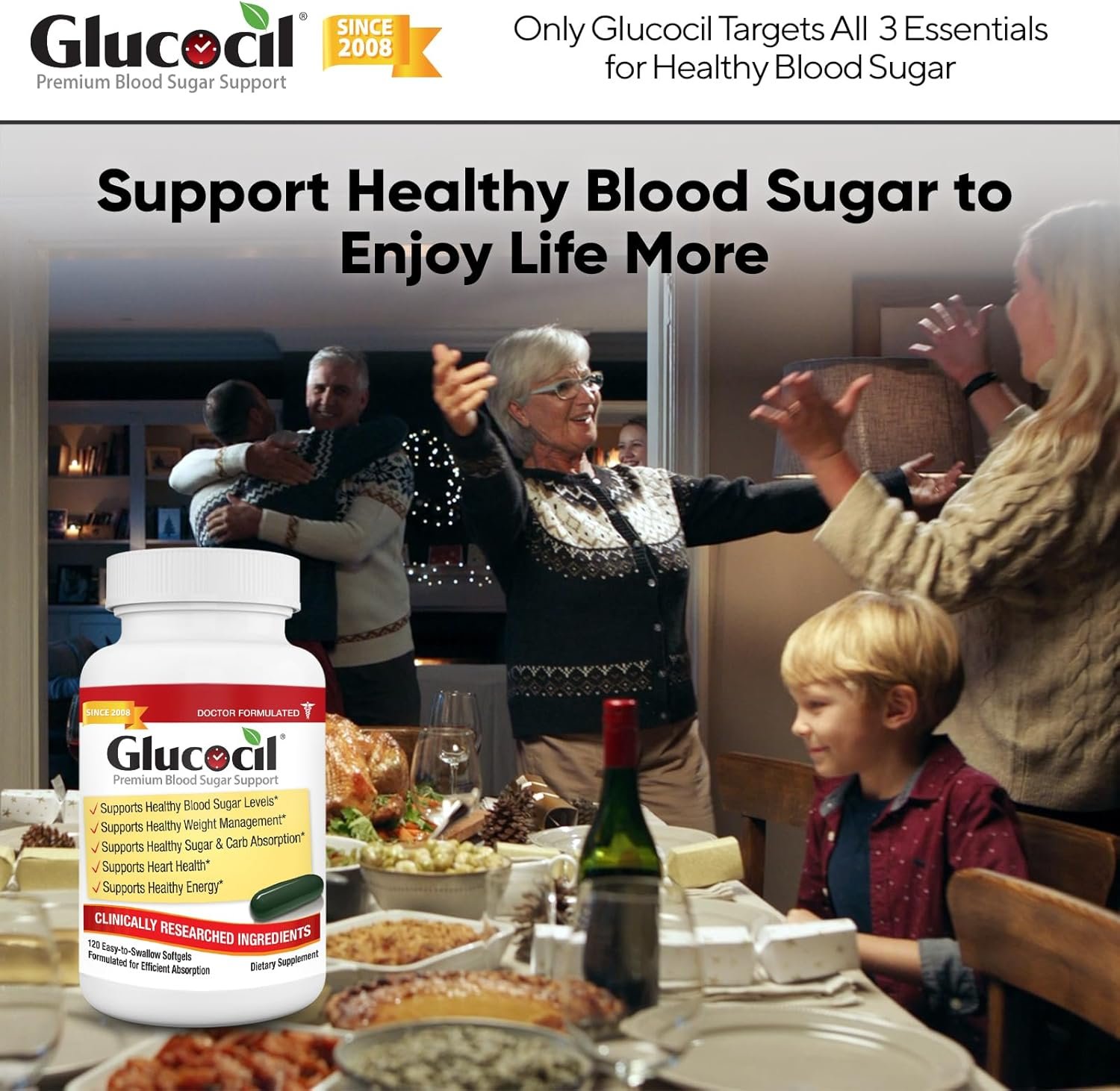 Glucocil – Softgels - Premium Blood Sugar Support - Over 2 Million Bottles Sold - Supports The 3 Essentials for Healthy Blood Sugar - Since 2008, with Berberine, Proprietary Mulberry Leaf, and More