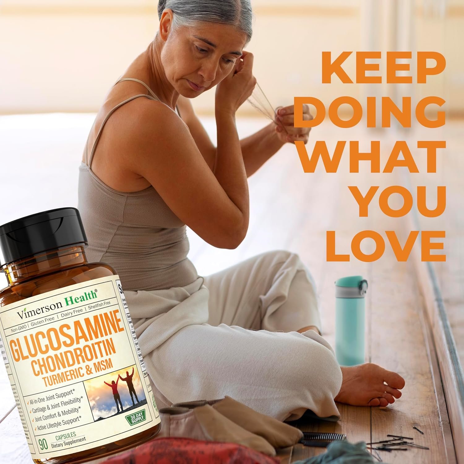 Glucosamine Chondroitin MSM and Turmeric Supplement - Joint Support Supplement for Women Men with Boswellia Glucosamine Sulfate 1500 mg. Used for Cartilage Joint Health Flexibility 90 Capsules