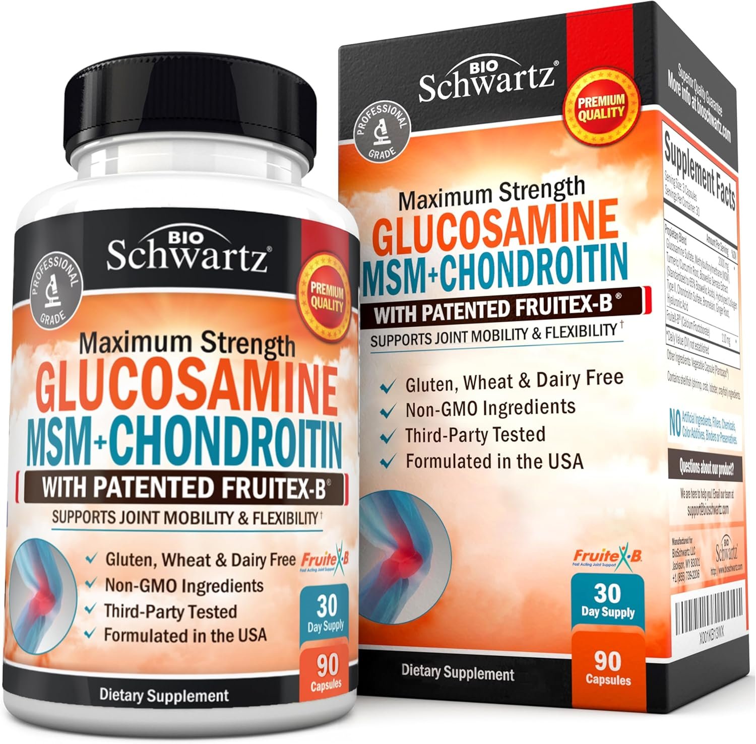 Glucosamine Chondroitin MSM Joint Support Supplement - FSA HSA Approved - Collagen Peptides, Turmeric and Ginger, Hyaluronic Acid, Glucosamine Chondroitin Sulfate - Gluten Free, Non GMO, 90 Capsules