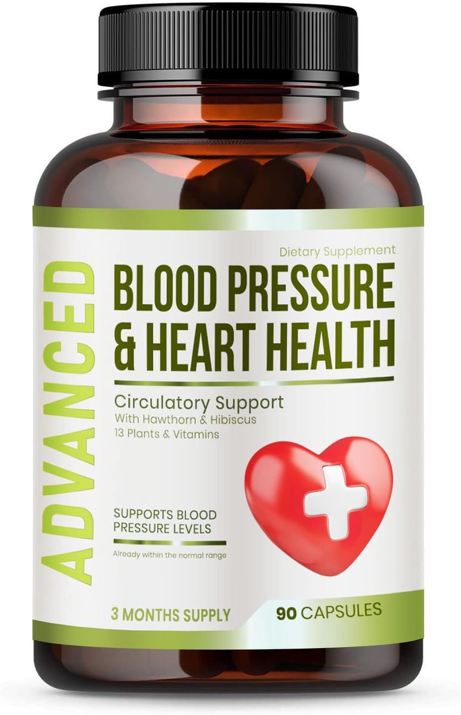 Heart Health Blood Pressure Support Supplement - Support Blood Pressure Healthy Circularity Naturally with Hawthorn Berry Hibiscus.Vitamins Pills for Healthy Hypertension (BP) Healthy Heart.