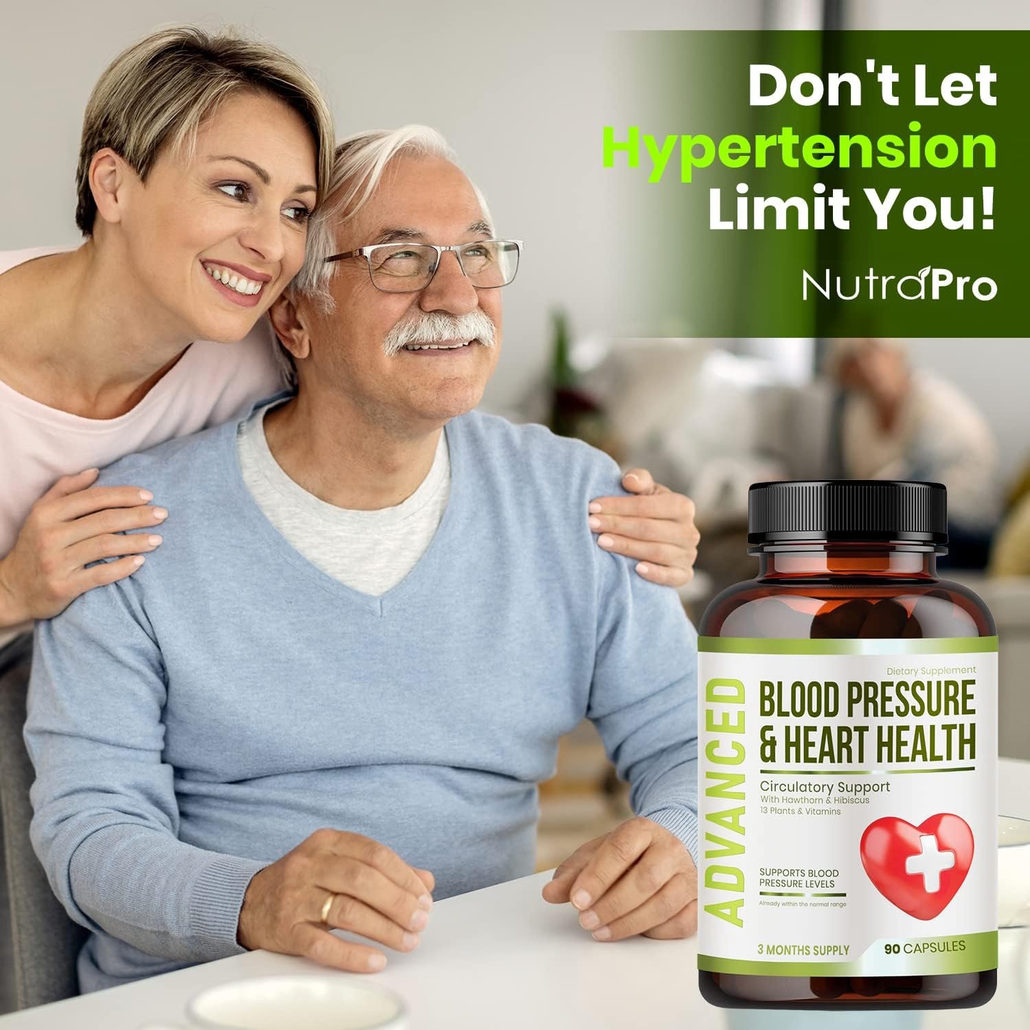 Heart Health Blood Pressure Support Supplement - Support Blood Pressure Healthy Circularity Naturally with Hawthorn Berry Hibiscus.Vitamins Pills for Healthy Hypertension (BP) Healthy Heart.