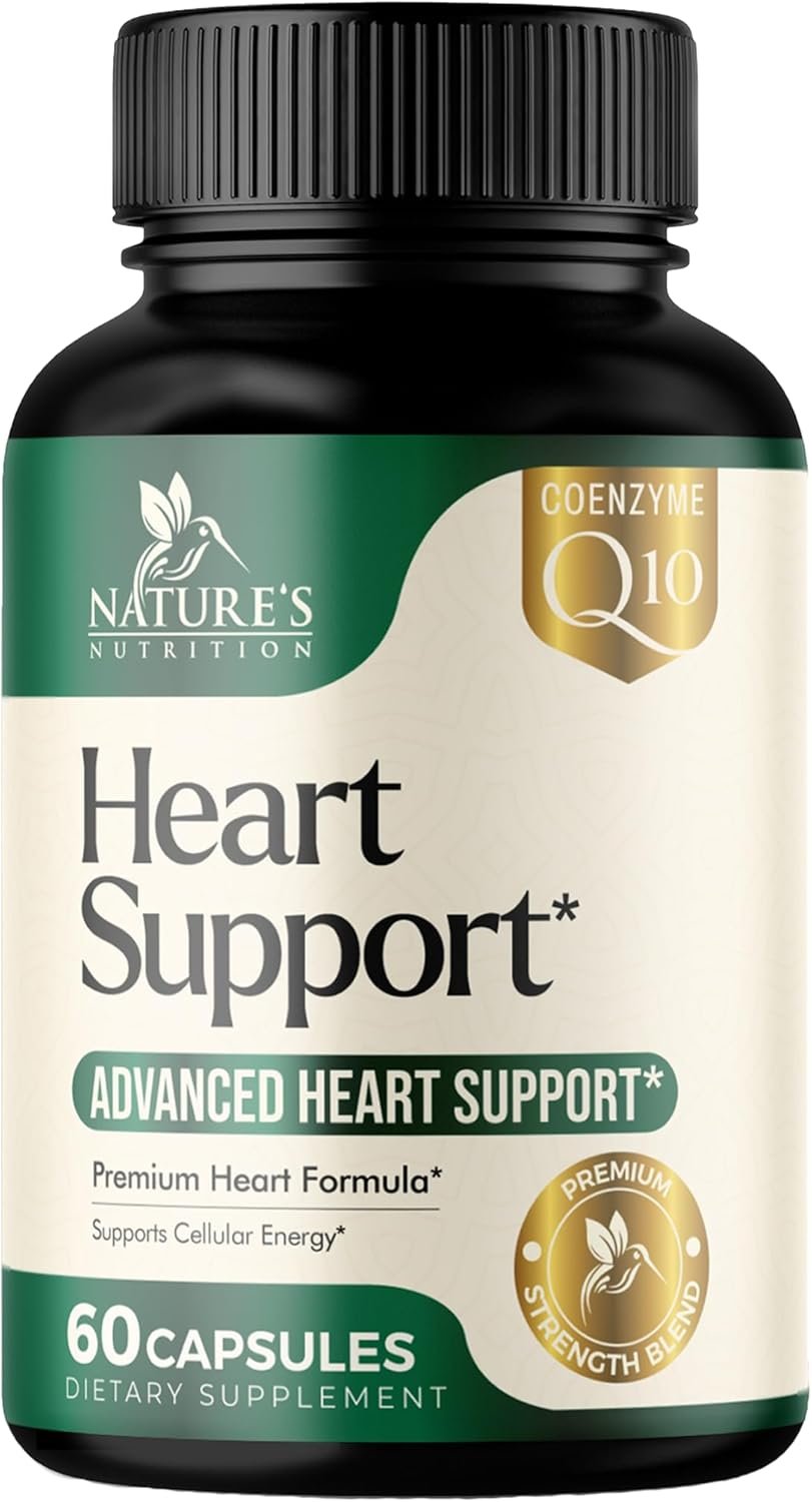 Heart Supplements for Men Women 1650mg - Antioxidants for Heart Health Support with CoQ10, Hawthorn, Plant Sterol More Vitamins to Support Nitric Oxide Energy Production, Non-GMO - 60 Capsules