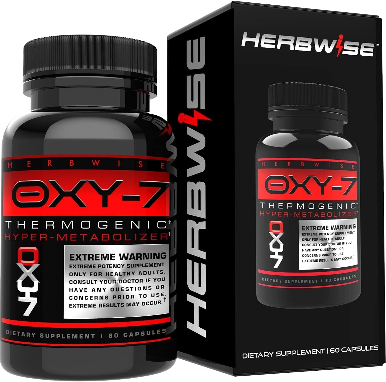 Herbwise Oxy-7 Thermogenic Fat Burner Hyper-Metabolizer, Diet Pill, Appetite Suppressant, Weight Loss Pills for Women and Men, 60 Veggie Capsules