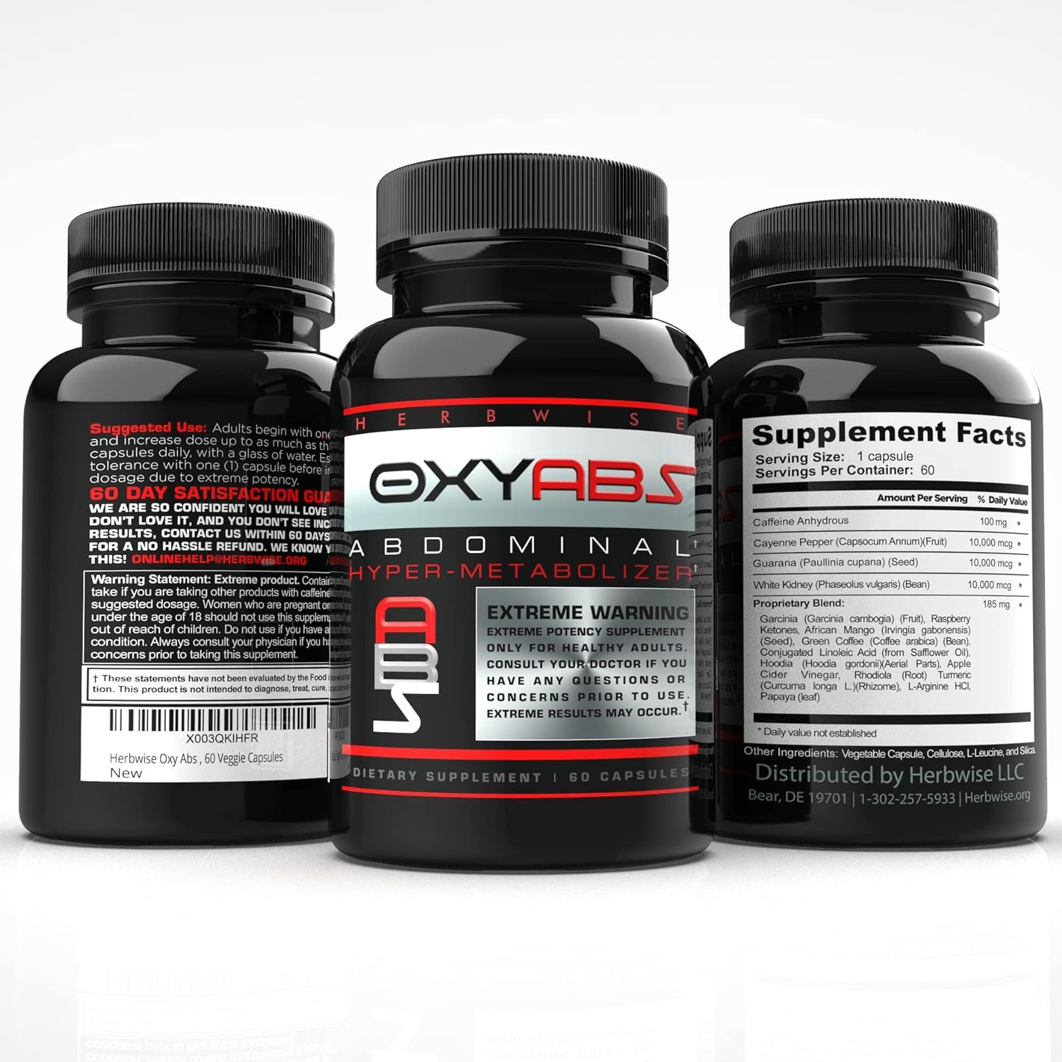 Herbwise Oxy Abs Targeted Thermogenic Abdominal Fat Burner Support, Hyper-Metabolizer, Diet Pill, Appetite Suppressant, Weight Loss Pills for Women and Men, 60 Veggie Capsules