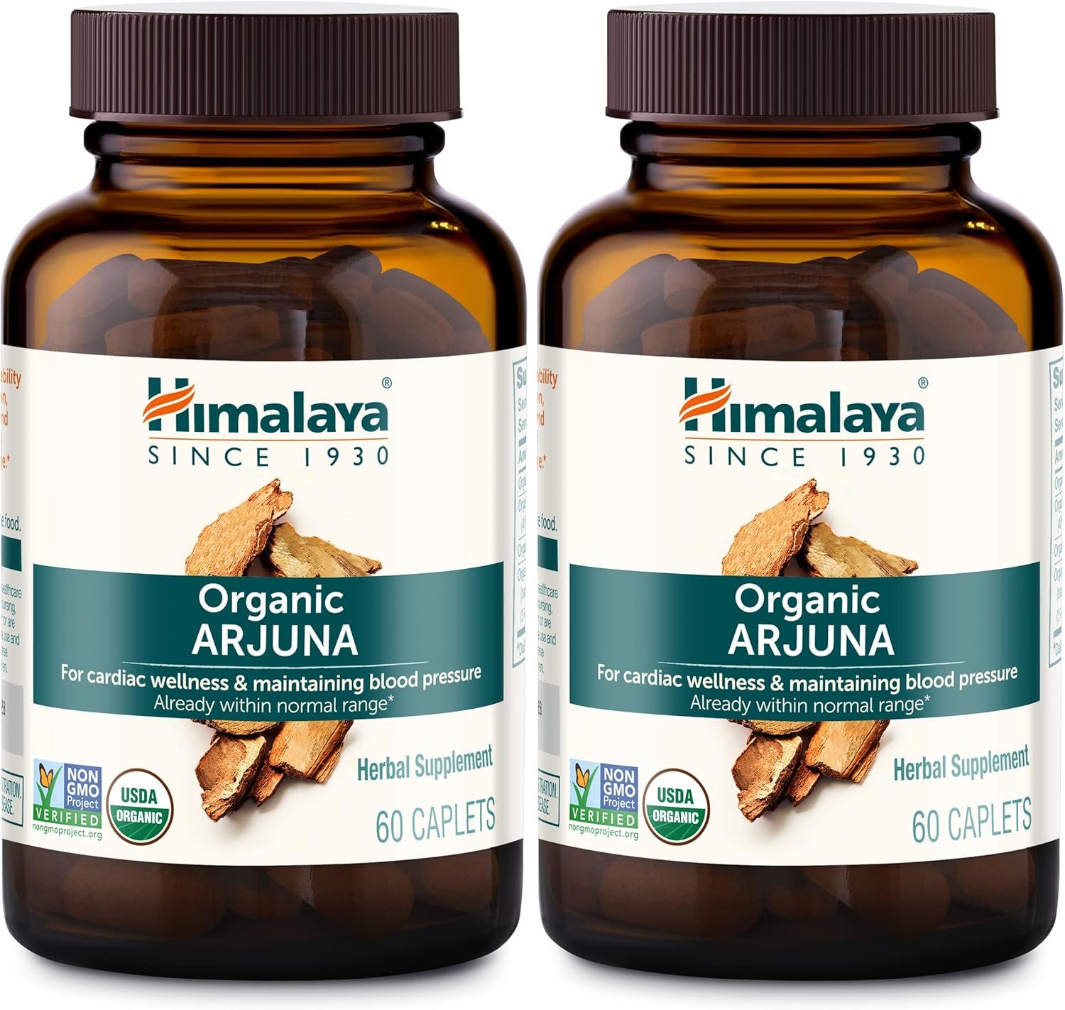 Himalaya Organic Arjuna Herbal Supplement, Cardiovascular Support, Blood Pressure Maintenance, Heart Health, USDA Certified Organic, Non-GMO, Vegan, 700 mg, 60 Plant-Based Caplets, 60 Day Supply
