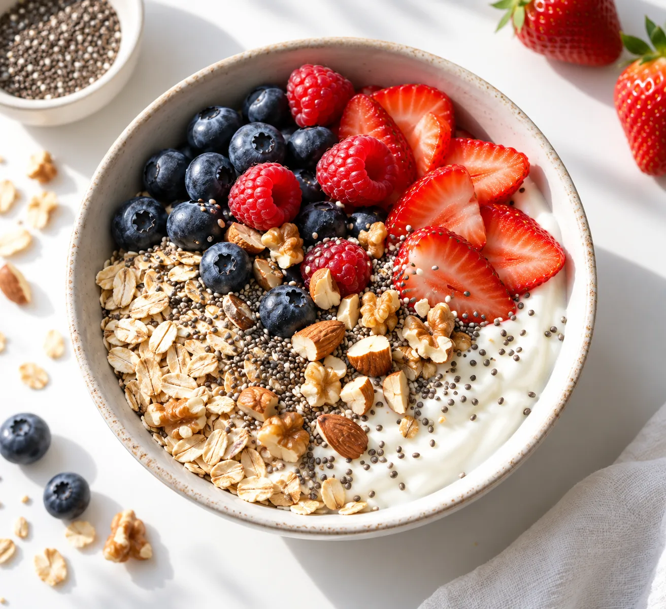How much protein and fiber should breakfast contain?
