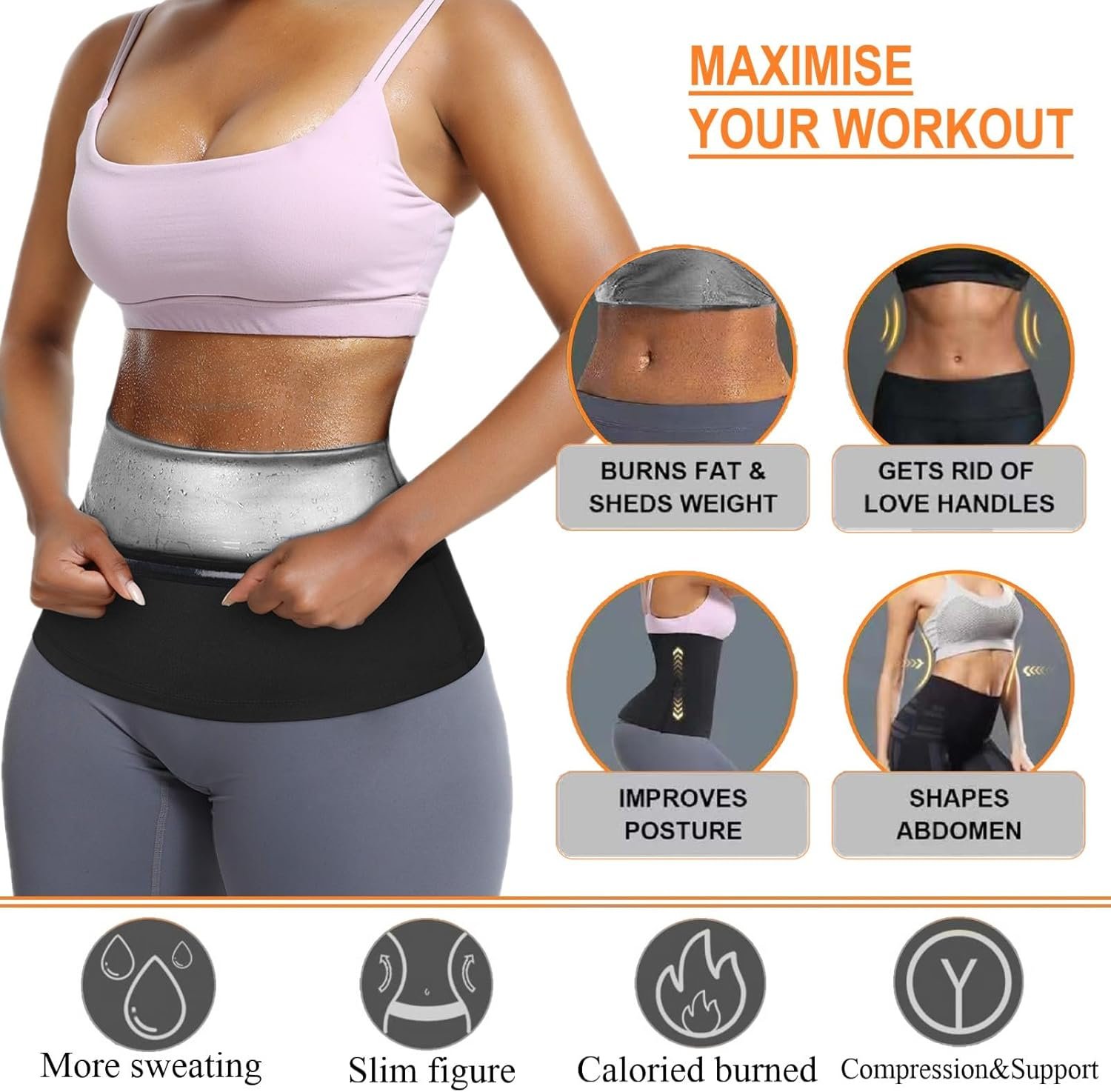 huiming Sauna Suit Waist Trimmer for Women Waist Trainer sweat band for stomach Belt Lower Belly Plus Size