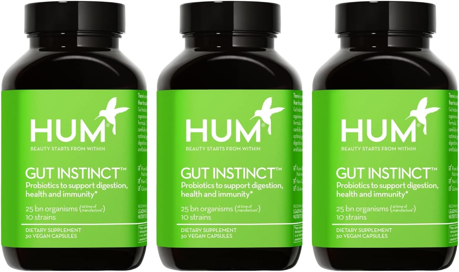 HUM Gut Instinct (30-Day Supply) - Daily Probiotics for Digestive Health for Women and Men - Lactobacillus + Bifidobacterium Strains for Bloating, Immune Support + Healthy Gut Diversity