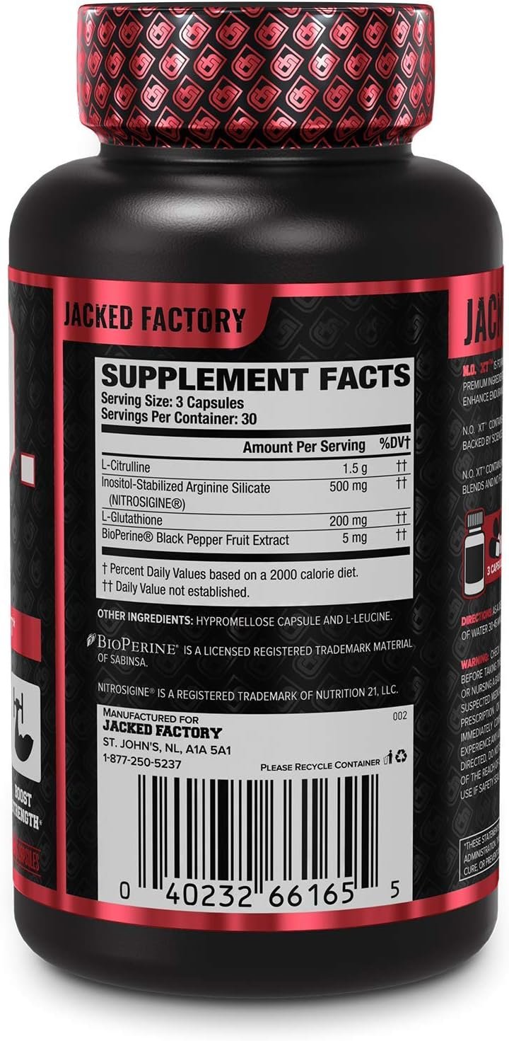 Jacked Factory N.O. XT Nitric Oxide Supplement, Build-XT Muscle Builder, Androsurge Estrogen Blocker for Men