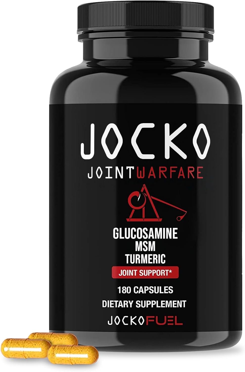 Jocko Fuel Joint Support Supplement - Glucosamine MSM for Joint Pain, Mobility, Flexibility w/Turmeric Boswellia (180 Capsules)