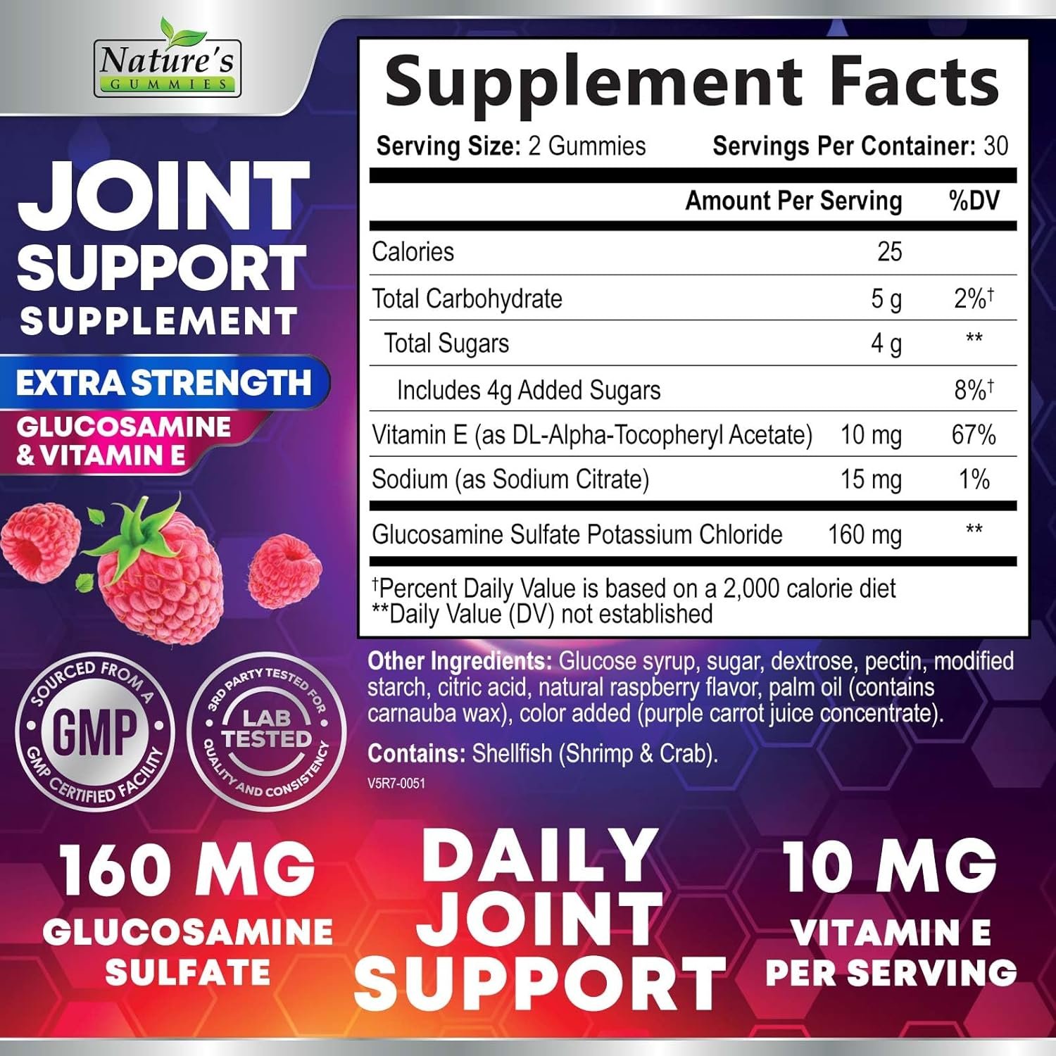 Joint Support Supplement - Extra Strength Glucosamine Gummy Supports Joints Health Flexibility for Back, Knees, Hands - Natural Vitamin E Immune Support - Best Gummies for Women Men - 120 Gummies