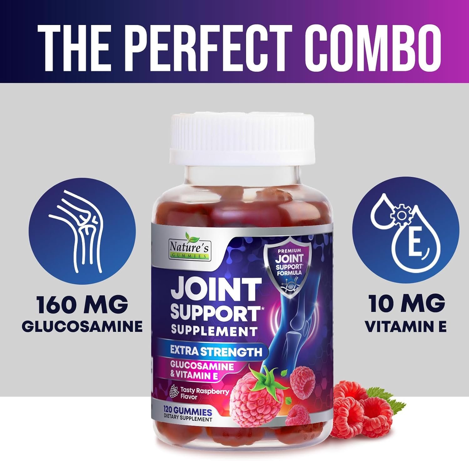 Joint Support Supplement - Extra Strength Glucosamine Gummy Supports Joints Health Flexibility for Back, Knees, Hands - Natural Vitamin E Immune Support - Best Gummies for Women Men - 120 Gummies
