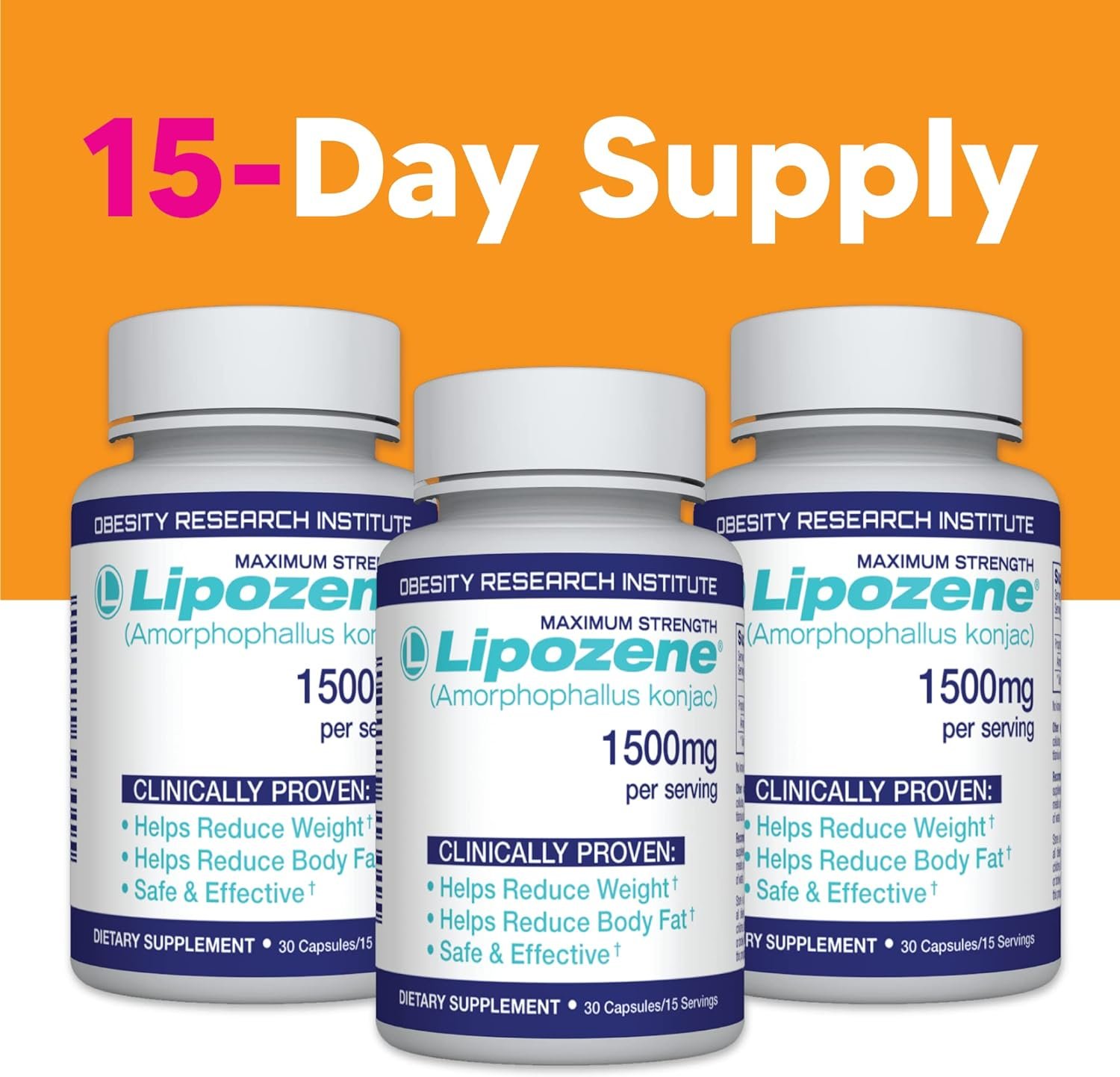 Lipozene MEGA Bottle - 120 Capsules, Making it Our Largest Size Available - Appetite Suppressant