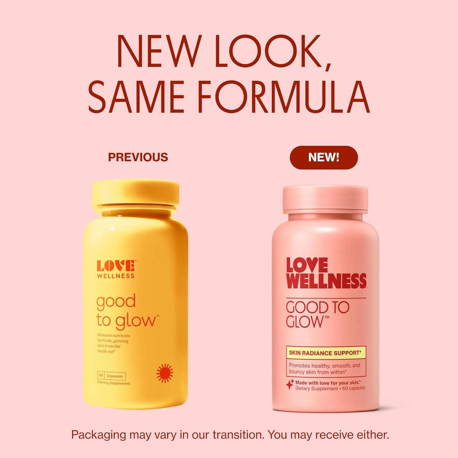 Love Wellness Good to Glow | Collagen Supplement with Biotin, Vitamin C, E, Ashwagandha Zinc | Promotes Smooth, Glowing Clear Skin | Enhances Smoothness Promotes Healthy Skin | 60 Count