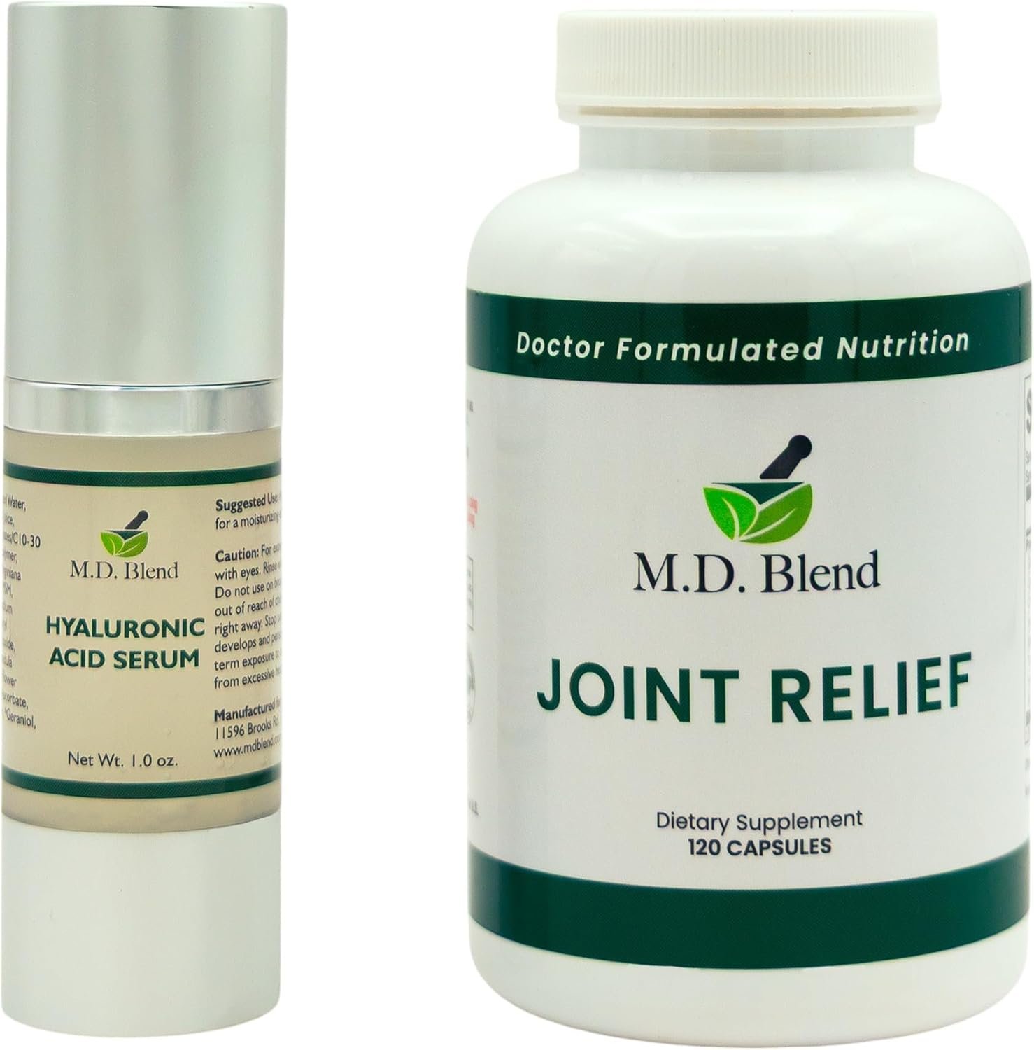 MD Blend Wellness Bundle: Joint Support Supplement Hyaluronic Acid Serum
