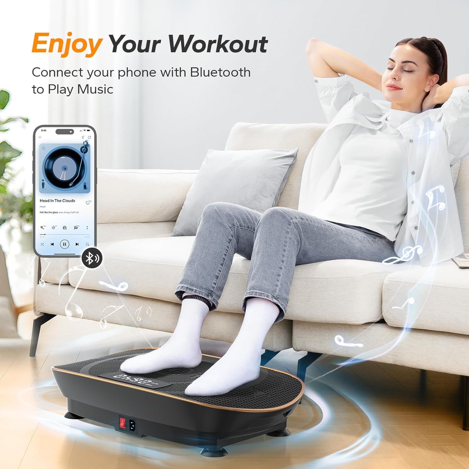 MERACH Vibration Plate Exercise Machine, Whole Body Workout Equipment for Women, Bluetooth and Silicone Pedal, Vibration Plate for Lymphatic Drainage, Vibrate Fitness Platform for Weight Loss
