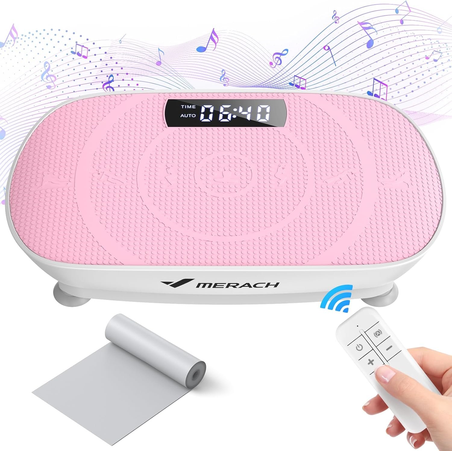 MERACH Vibration Plate Exercise Machine, Whole Body Workout Equipment for Women, Bluetooth and Silicone Pedal, Vibration Plate for Lymphatic Drainage, Vibrate Fitness Platform for Weight Loss