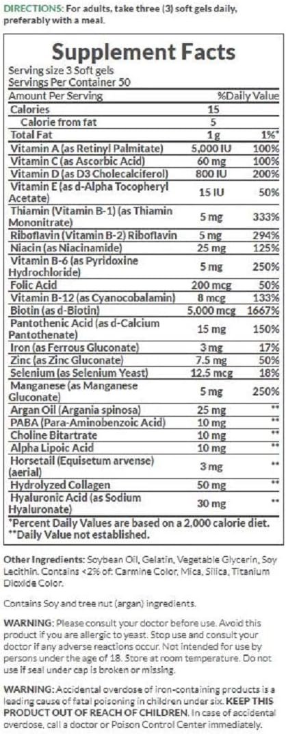 Natures Bounty Extra Strength Hair Skin Nails, 150Count, Pack of 3