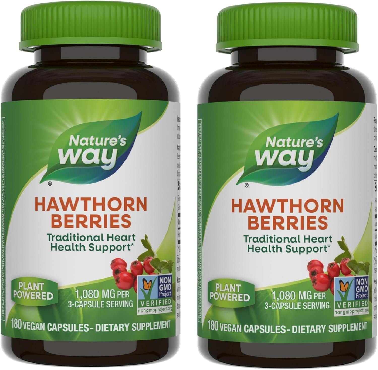 Natures Way Hawthorn Berries - Traditional Support for Heart Health* - Non-GMO Project Verified - Herbal Supplement - Gluten Free - 180 Vegan Capsules