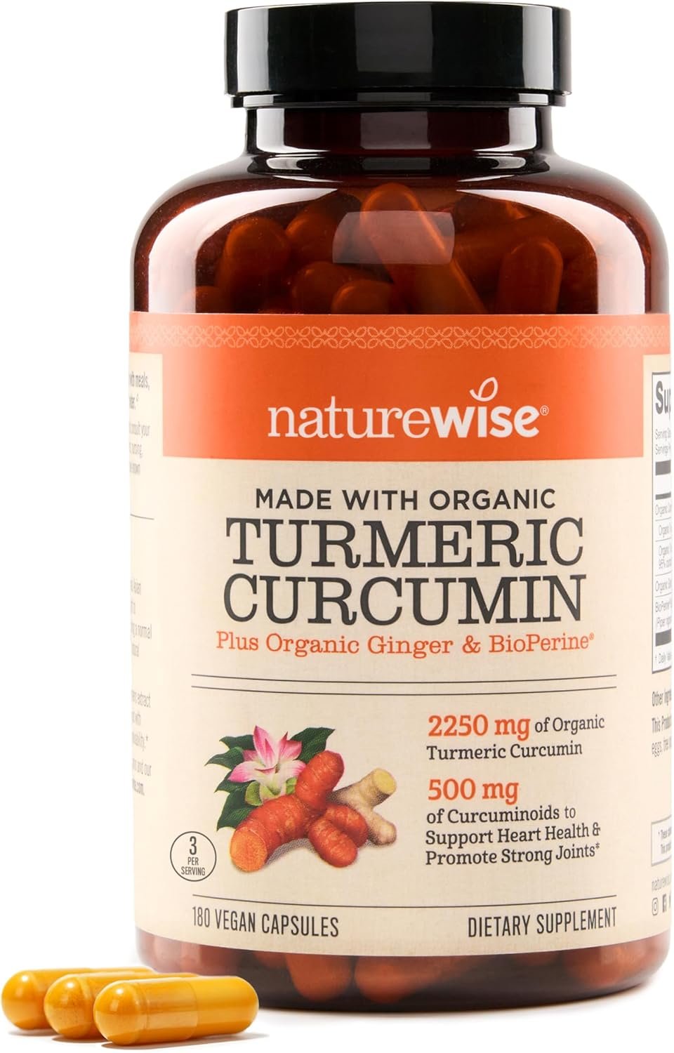 NatureWise Curcumin Turmeric 2250mg - 95% Curcuminoids BioPerine Black Pepper Extract for Advanced Absorption - Daily Joint and Immune Health Support - Vegan, Non-GMO, 180 Count[60-Day Supply]