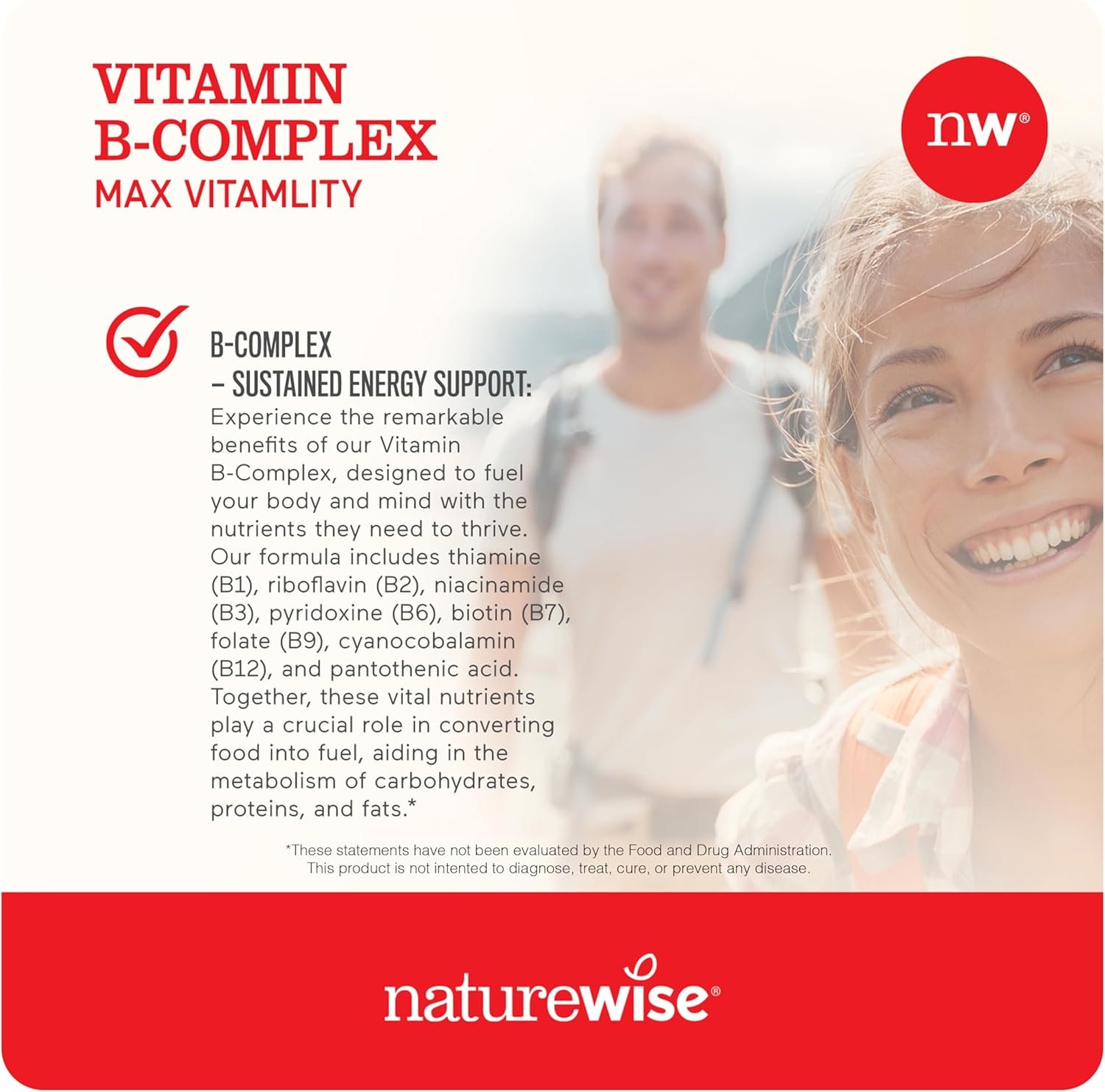 NatureWise Vitamin B Complex for Women and Men - with Folic Acid Biotin B1 B2 B3 B6 B12 - Support Cellular Energy Mental Clarity - Gluten Dairy Free, Non-GMO - 60 Softgels[2-Month Supply]