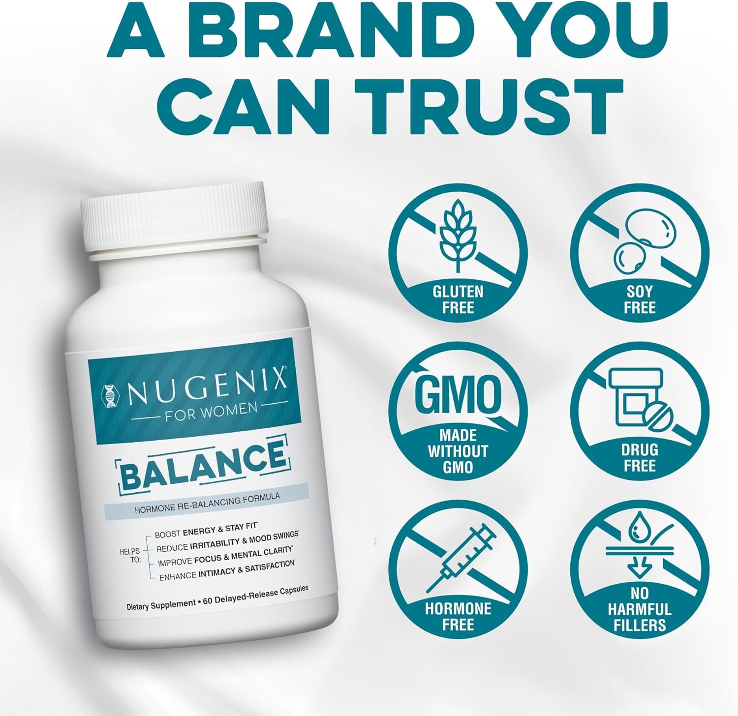 Nugenix for Women Balance - Hormone Balance for Women, Boost Energy, Improve Focus Mental Clarity, Restore Hormonal Harmony, 60 Count
