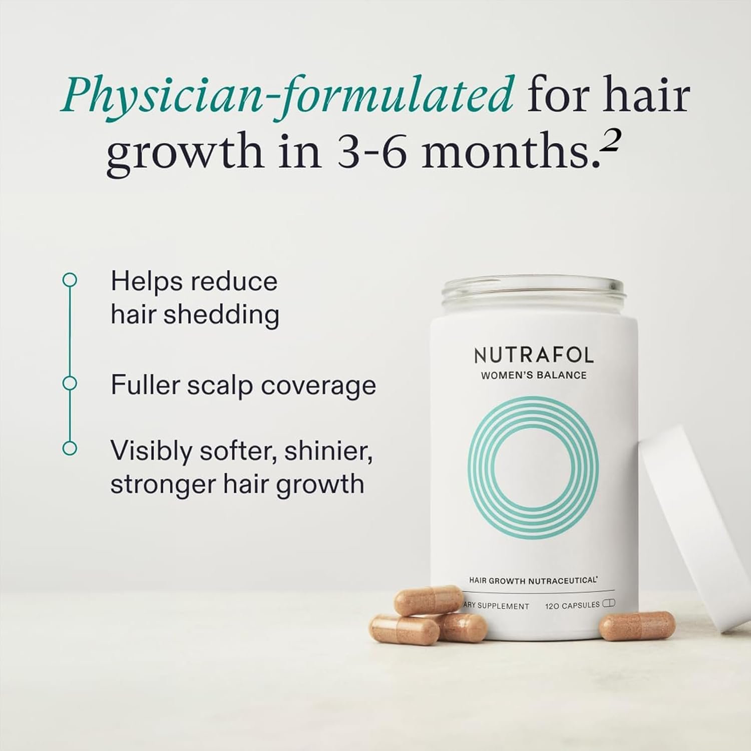 Nutrafol Womens Balance Hair Growth Supplements, For Women 45 Years and Older, Clinically Proven for Visibly Thicker Hair and Scalp Coverage, Dermatologist Recommended - 3 Month Supply, Pack of 3